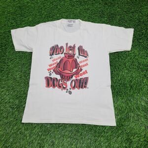Vintage 90s Who Let the Dogs Out Shirt Medium 20x26 White